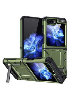 Husa Antisoc compatibila Samsung Galaxy Z Flip 5, Kickstand, Verde