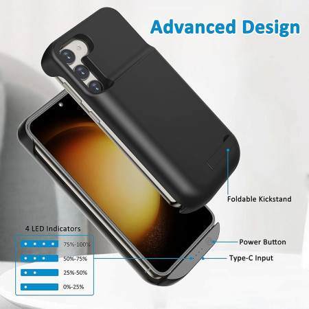 Husa cu Baterie Power Pro compatibila Samsung Galaxy S23 Plus, 6000mAh, Black