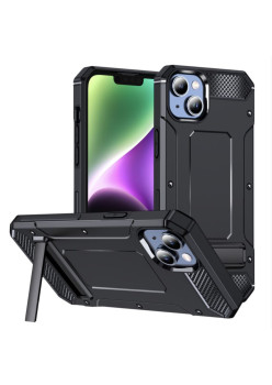 Husa Antisoc compatibila Apple iPhone 14 Plus, Kickstand, Negru