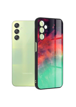 Husa telefon compatibila Samsung Galaxy A24, Glass Spate din Sticla Securizata, Fiery Ocean