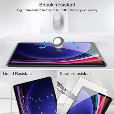 Folie tableta compatibila Samsung Galaxy Tab S9 Plus, Sticla 2.5D, 9H, Transparenta