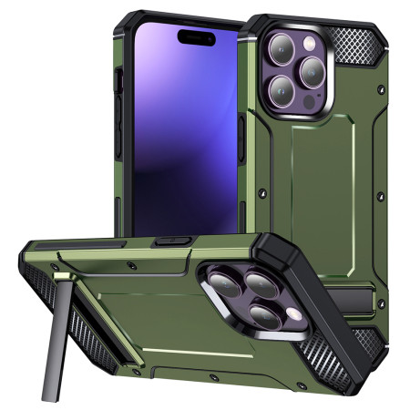 Husa Antisoc compatibila Apple iPhone 15 Pro, Kickstand, Green