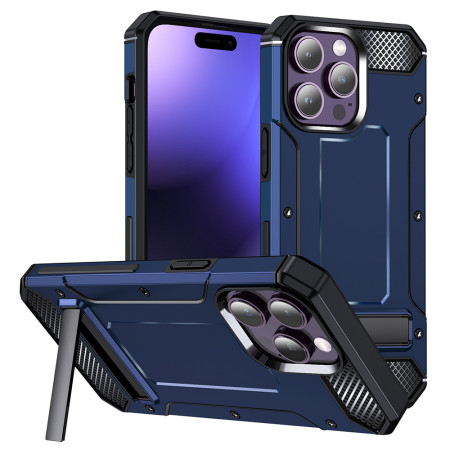 Husa Antisoc compatibila Apple iPhone 15 Pro, Kickstand, Albastru