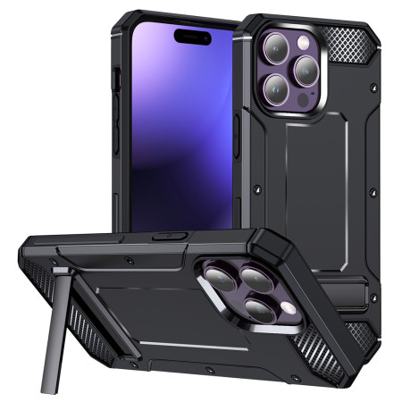 Husa Antisoc compatibila Apple iPhone 15 Pro Max, Kickstand, Negru