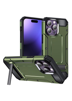 Husa Antisoc compatibila Apple iPhone 15 Pro Max, Kickstand, Green