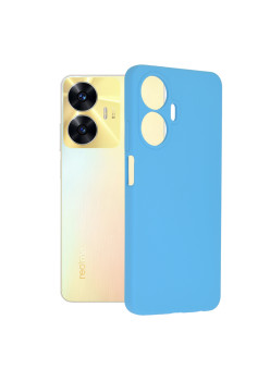 Husa de telefon compatibila Realme C55, Antiamprenta, Interior Microfibra, Camera Extra Pro, Denim Blue