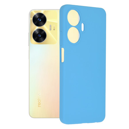 Husa de telefon compatibila Realme C55, Antiamprenta, Interior Microfibra, Camera Extra Pro, Denim Blue