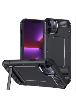 Husa Antisoc compatibila Apple iPhone 13 Pro, Kickstand, Negru
