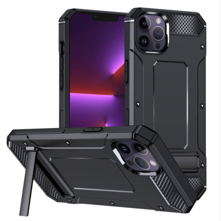 Husa Antisoc compatibila Apple iPhone 13 Pro, Kickstand, Negru