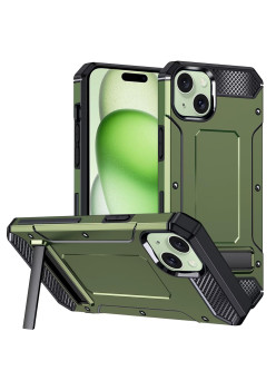 Husa Antisoc compatibila Apple iPhone 15, Kickstand, Verde