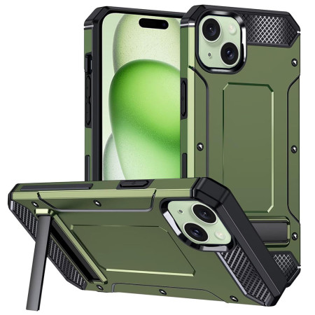 Husa Antisoc compatibila Apple iPhone 15, Kickstand, Verde