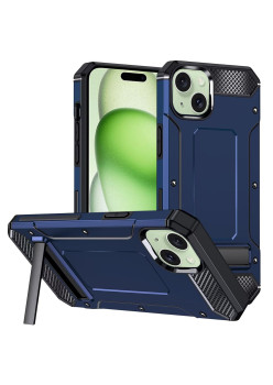 Husa Antisoc compatibila Apple iPhone 15 Plus, Kickstand, Albastru