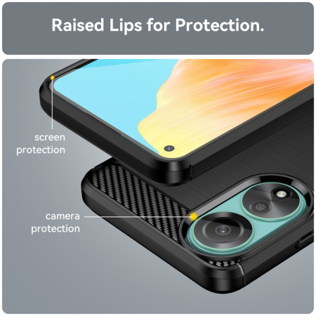 Husa Carbon compatibila Oppo A78 4G, Protect Anti-Soc, Negru