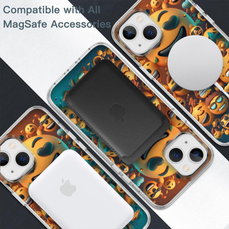 Husa personalizata pentru Apple iPhone 13, MagSafe Atasare Magnetica, Antisoc, Emoji Faces