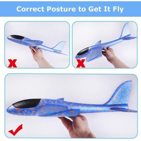 Avion Planor Polistiren 47 cm, Albastru – Jucarie Outdoor pentru Copii