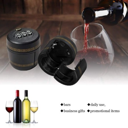 Set 2 Dispozitive de Blocare pentru Sticle, Cu Parola din 3 Cifre, Securizare Vin & Bauturi, 4x4.2x4.5 cm