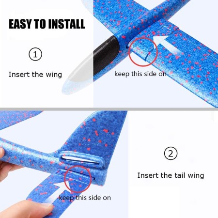 Avion Planor Polistiren 47 cm, Albastru – Jucarie Outdoor pentru Copii