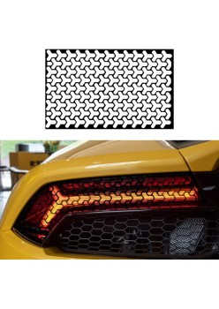 Set 2 Folii Autoadezive pentru Stopuri Auto, Model Honeycomb Triangle, Negru Mat, 2 x 48x30 cm, Oracal