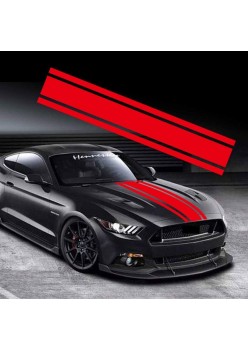 Sticker auto tuning Triple Stripes, 125x22 cm, rosu, folie autoadeziva Oracal, decor exterior sport masina