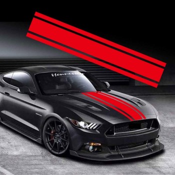 Sticker auto tuning Triple Stripes, 125x22 cm, rosu, folie autoadeziva Oracal, decor exterior sport masina