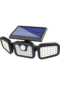 Lampă Solară LED TRIO cu Senzor de Mișcare și Senzor Crepuscular, 171 COB LED, Panou Solar Detașabil, 3 Moduri Iluminare, IP65, 2400mAh, Alb Rece