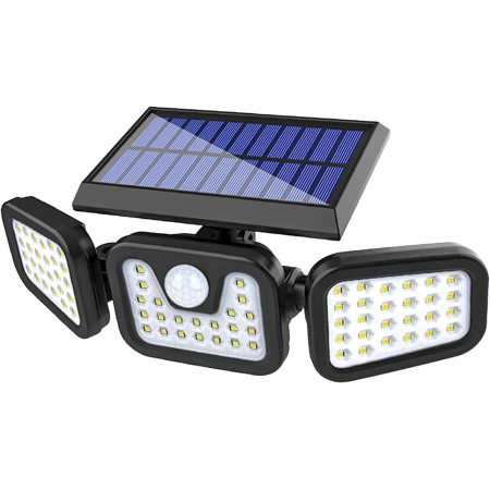 Lampă Solară LED TRIO cu Senzor de Mișcare și Senzor Crepuscular, 171 COB LED, Panou Solar Detașabil, 3 Moduri Iluminare, IP65, 2400mAh, Alb Rece
