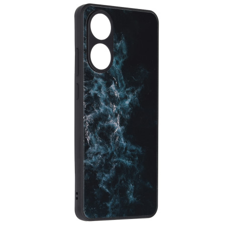 Husa telefon compatibila Oppo A78 4G, Glass Spate din Sticla Securizata, Blue Nebula