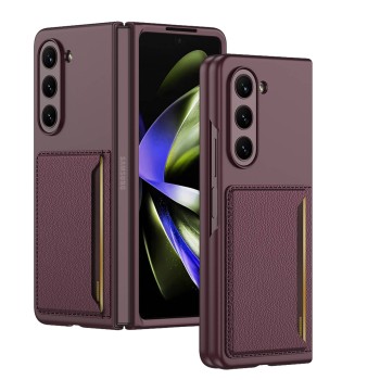 Husa telefon compatibil Samsung Galaxy Z Fold 5, Wallet Premium, Sustine Card, Bordo