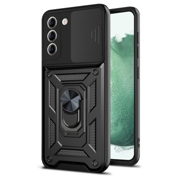Husa telefon compatibila Samsung Galaxy S22 Plus 5G, Slide & Snap Premium, Magnetic Ring Holder, Negru