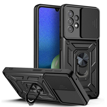 Husa telefon compatibila Samsung Galaxy A13 4G, Slide & Snap Premium, Magnetic Ring Holder, Negru