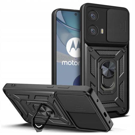 Husa telefon compatibila Motorola Moto G73, Slide & Snap Premium, Magnetic Ring Holder, Negru