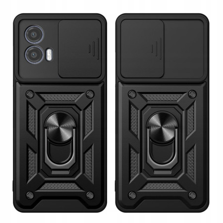 Husa telefon compatibila Motorola Moto G73, Slide & Snap Premium, Magnetic Ring Holder, Negru