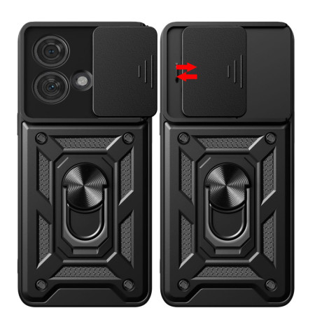 Husa telefon compatibila Motorola Edge 40 Neo, Slide & Snap Premium, Magnetic Ring Holder, Negru