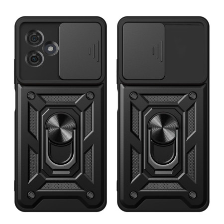 Husa telefon compatibila Motorola Moto G54, Slide & Snap Premium, Magnetic Ring Holder, Negru