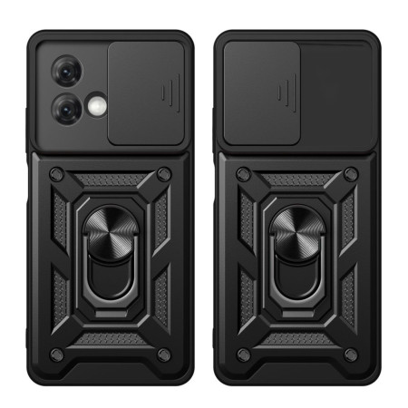 Husa telefon compatibila Motorola Moto G84, Slide & Snap Premium, Magnetic Ring Holder, Negru