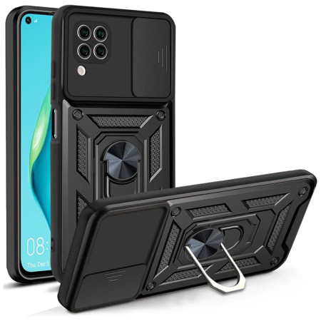 Husa telefon compatibila Huawei P40 Lite, Slide & Snap Premium, Magnetic Ring Holder, Negru
