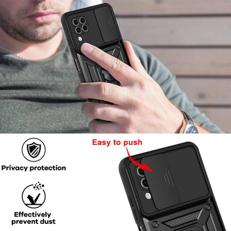 Husa telefon compatibila Huawei P40 Lite, Slide & Snap Premium, Magnetic Ring Holder, Negru