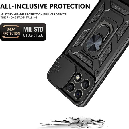 Husa telefon compatibila Honor X6 / X8 5G / 70 Lite, Slide & Snap Premium, Magnetic Ring Holder, Negru