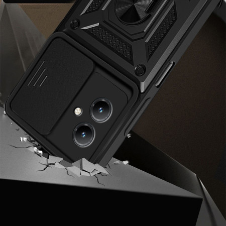 Husa telefon compatibila Motorola Moto G14, Slide & Snap Premium, Magnetic Ring Holder,  Negru