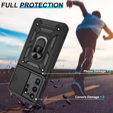 Husa telefon compatibila Samsung Galaxy S20 Ultra 4G / S20 Ultra 5G, Slide & Snap Premium, Magnetic Ring Holder, Negru