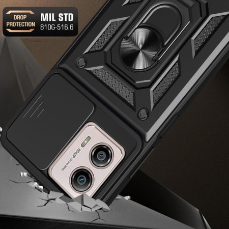 Husa telefon compatibila Motorola Moto G13 / G23 / G53, Slide & Snap Premium, Magnetic Ring Holder, Negru