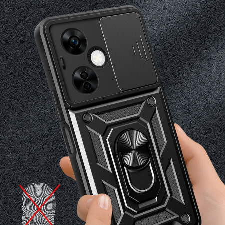 Husa telefon compatibila OnePlus Nord CE 3 Lite, Slide & Snap Premium, Magnetic Ring Holder, PopGrip, Anti-Shock, Negru