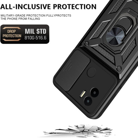 Husa telefon compatibila Xiaomi Redmi A1 Plus / A2 Plus, Slide & Snap Premium, Magnetic Ring Holder,  Negru