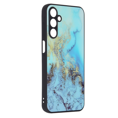 Husa telefon compatibila Samsung Galaxy A15, Glass Spate din Sticla Securizata, Blue Ocean