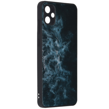 Husa telefon compatibila Samsung Galaxy A05, Glass Spate din Sticla Securizata, Blue Nebula