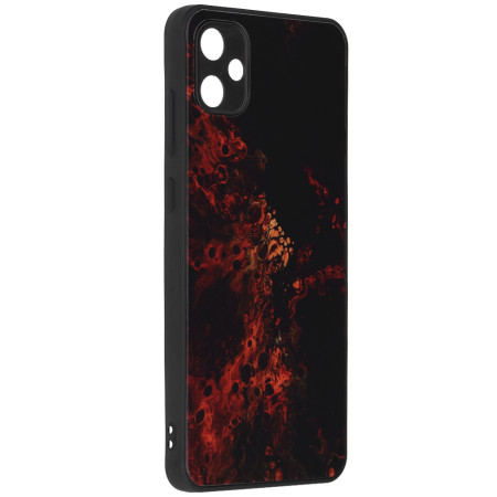 Husa telefon compatibila Samsung Galaxy A05, Glass Spate din Sticla Securizata, Red Nebula