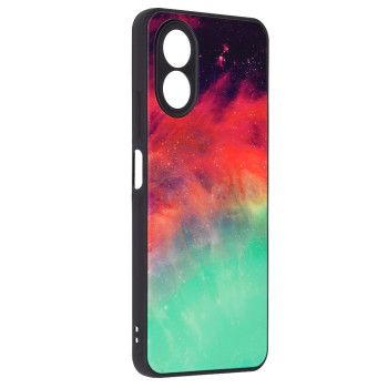 Husa telefon compatibila Oppo A38, Glass Spate din Sticla Securizata, Fiery Ocean