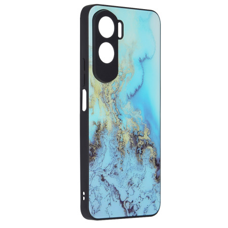 Husa telefon compatibila Oppo A38, Glass Spate din Sticla Securizata, Blue Ocean