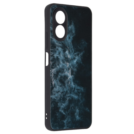 Husa telefon compatibila Oppo A38, Glass Spate din Sticla Securizata, Blue Nebula