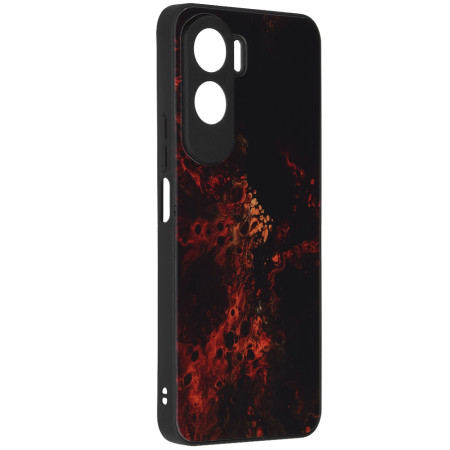 Husa telefon compatibila Honor 90 Lite, Glass Spate din Sticla Securizata, Red Nebula